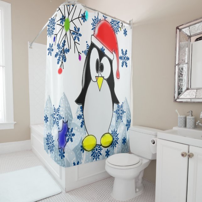 Shower Curtain Penguin (In Situ)