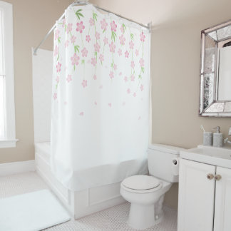 Shower Curtain Pink & White Floral