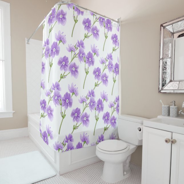 Shower Curtain-Purple Wildflowers Shower Curtain (In Situ)