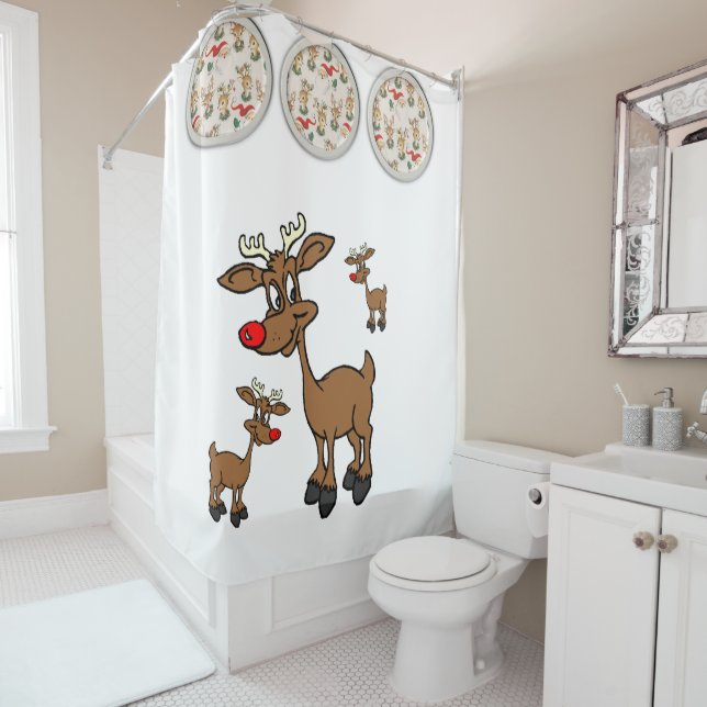 Shower Curtain Reindeer (In Situ)