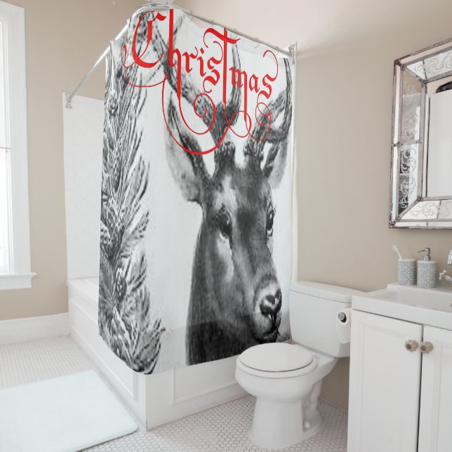 Shower Curtain Reindeer (In Situ)