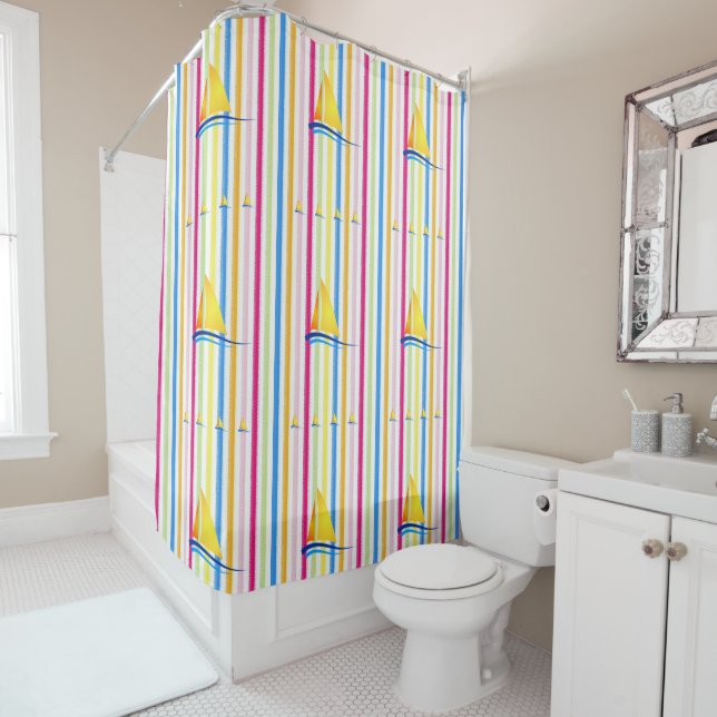 Shower Curtain Sailboat (In Situ)