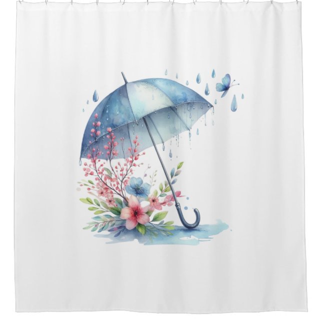 Shower Curtain-Spring Umbrella Bathroom Set Curtain (Front)