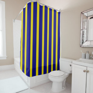 Shower Curtain Stripe Blue & Yellow
