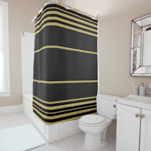 Shower Curtain Stripe Gold & Black