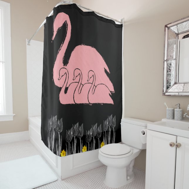 Shower curtain swans (In Situ)