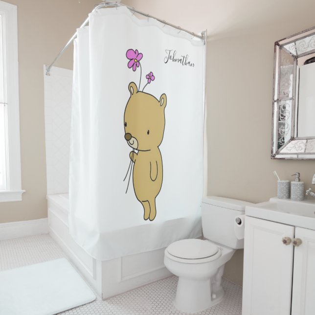 Shower Curtain Teddy Bear Floral (In Situ)
