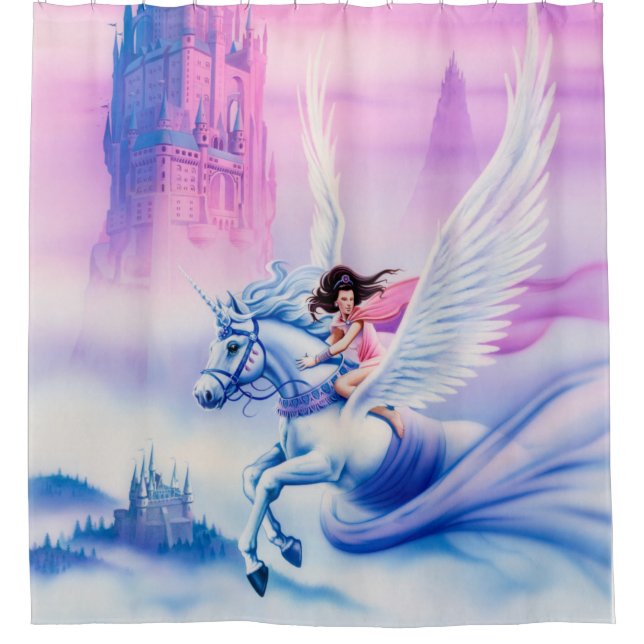 Shower curtain Unicorn Princess design (Front)