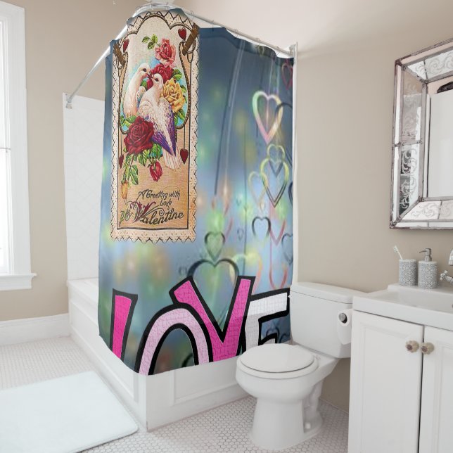 Shower curtain valentines (In Situ)