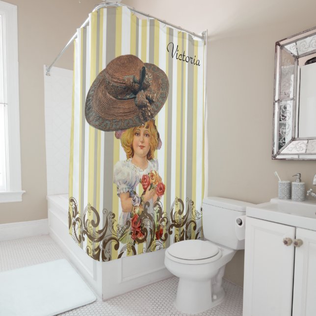Shower Curtain Vintage Floral (In Situ)