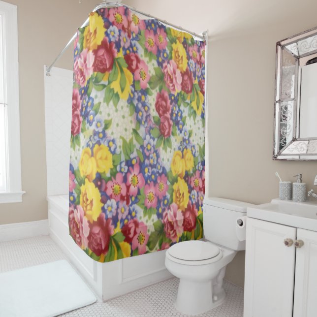 Shower Curtain - Vintage Floral Fabric (In Situ)
