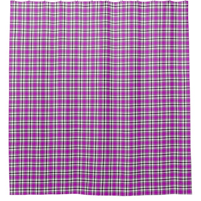 Shower Curtain Violet Blue Green Plaid HAMbyWG (Front)
