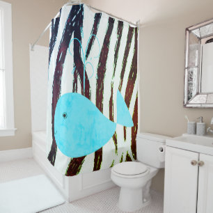 Shower curtain whales