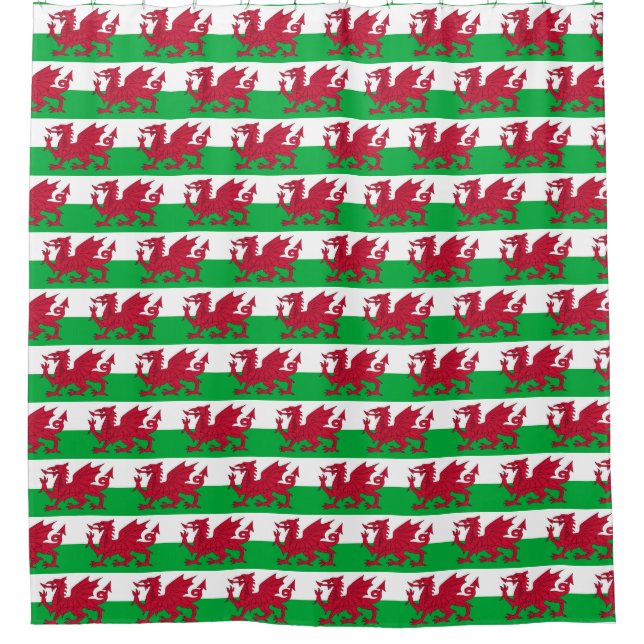 Shower Curtain with Flag of Wales, UK (Front)