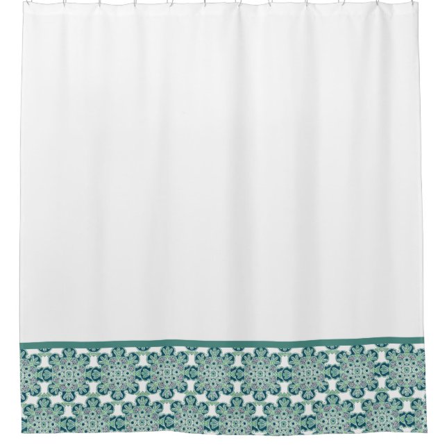 Shower Curtain with green medallion border (Front)