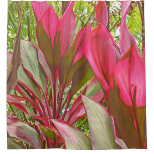 SHOWER CURTAIN WITH HAWAIIAN RED SISTER TI PLANTS