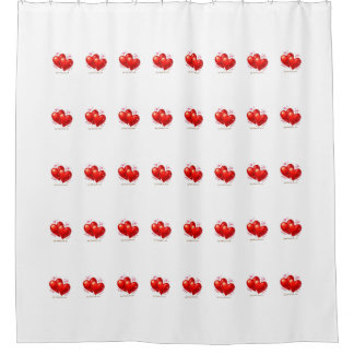 Shower Curtain with hearts.