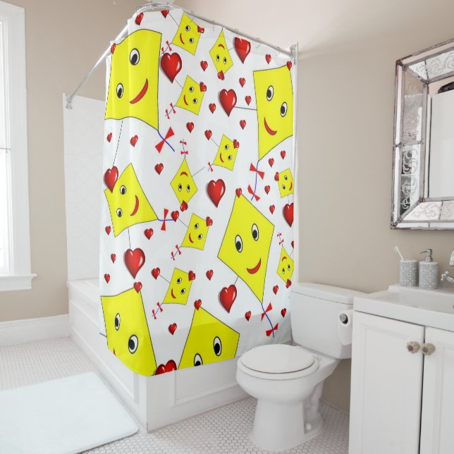 Shower Curtain Yellow Kites (In Situ)