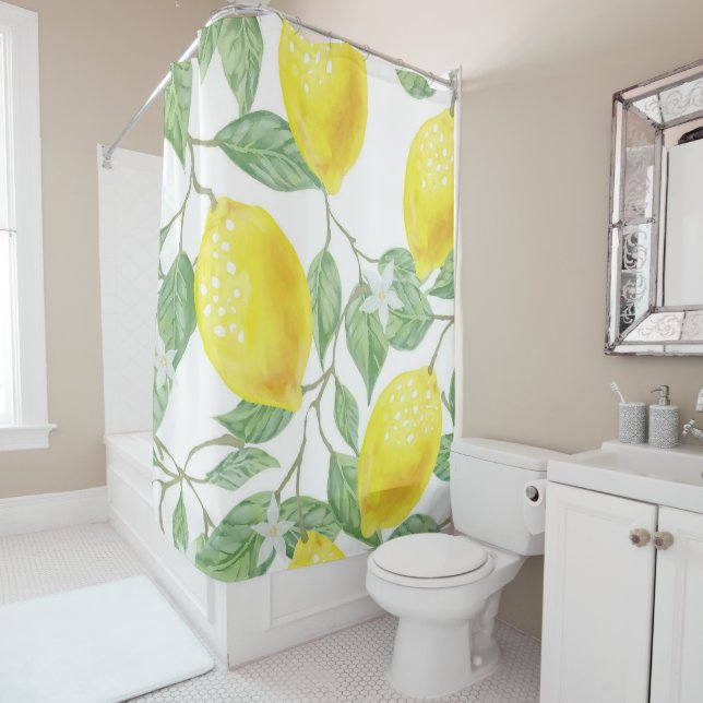 Shower Curtain Yellow Lemons (In Situ)