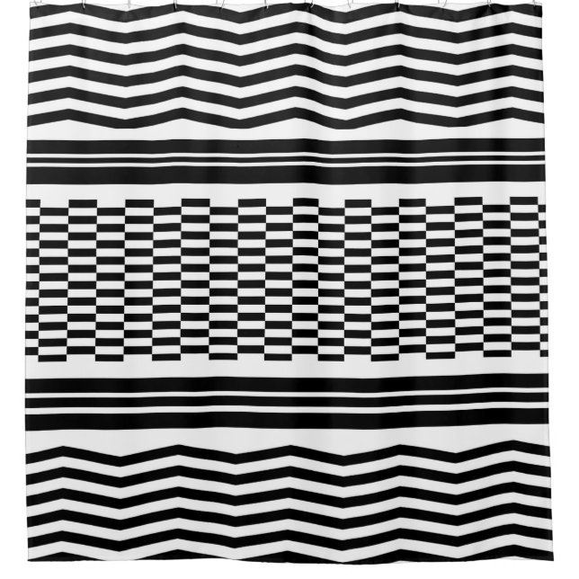 Shower Curtain/Zig Zags and Chequered Curtain (Front)