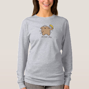 Shower Dog Brown Poodle Bath Time Kawaii T-Shirt