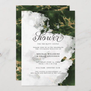 Shower Invite Emerald Green Watercolor Geode