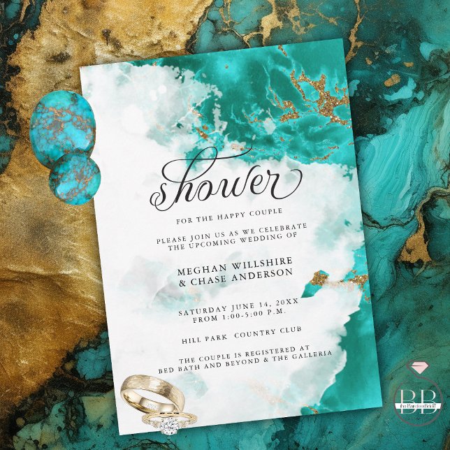 Shower Invite | Modern Turquoise Watercolor Geode (Creator Uploaded)