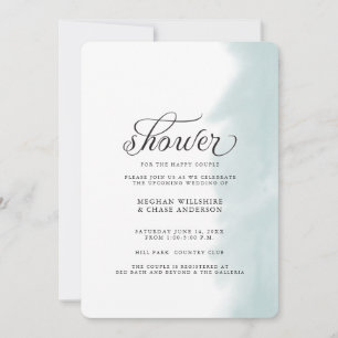Shower Invite   Teal Green Watercolor Stroke