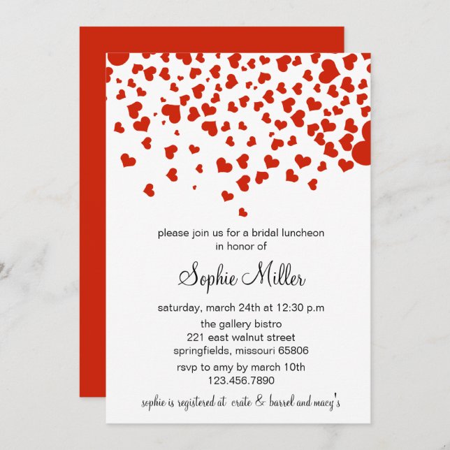 Shower of Hearts Bridal Shower  Invitation (Front/Back)