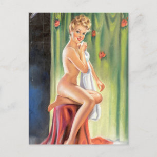 Shower pin up postcard
