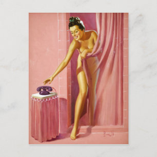 Shower Pin Up Postcard
