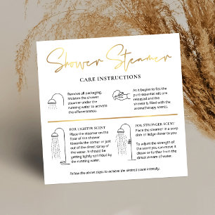 Shower Steamer Fizzer Care Guide White & Gold Logo Square Business Card