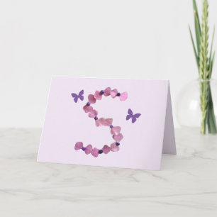 Shower Thank You Pink Letter S Butterfly Floral Card