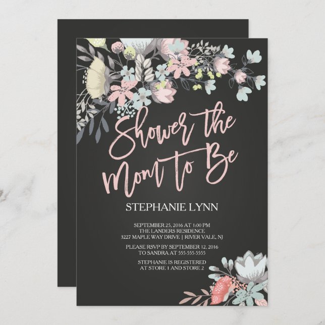 Shower the Mum to Be Floral Baby Shower Invite (Front/Back)