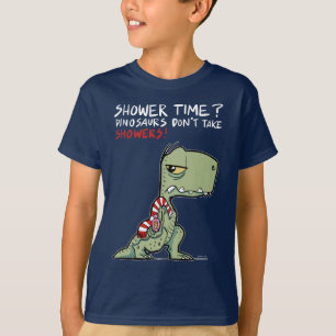 Shower Time Funny T-Rex Dinosaur Kids T-Shirt