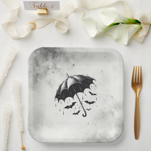 Shower Umbrella Bridal Shower Paper Plate (Wedding)