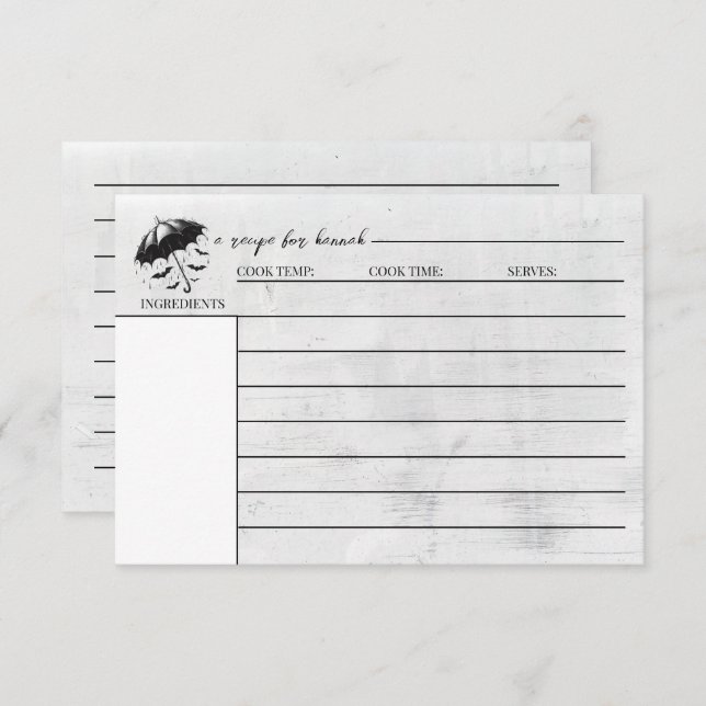 Shower Umbrella Recipe Card (Front/Back)