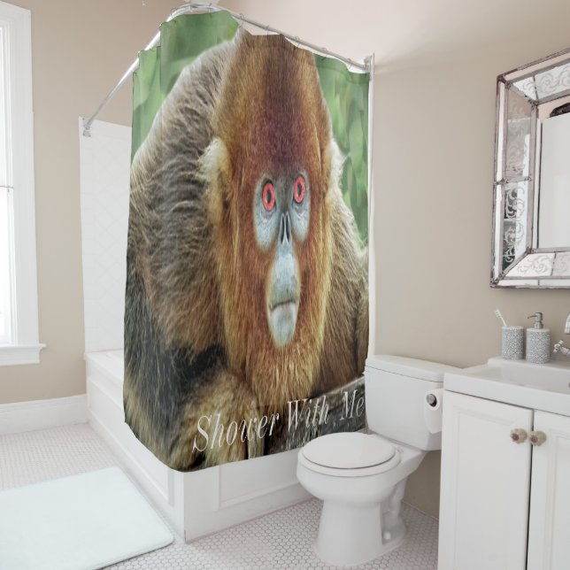 Shower With Me Monkey Curtain (In Situ)