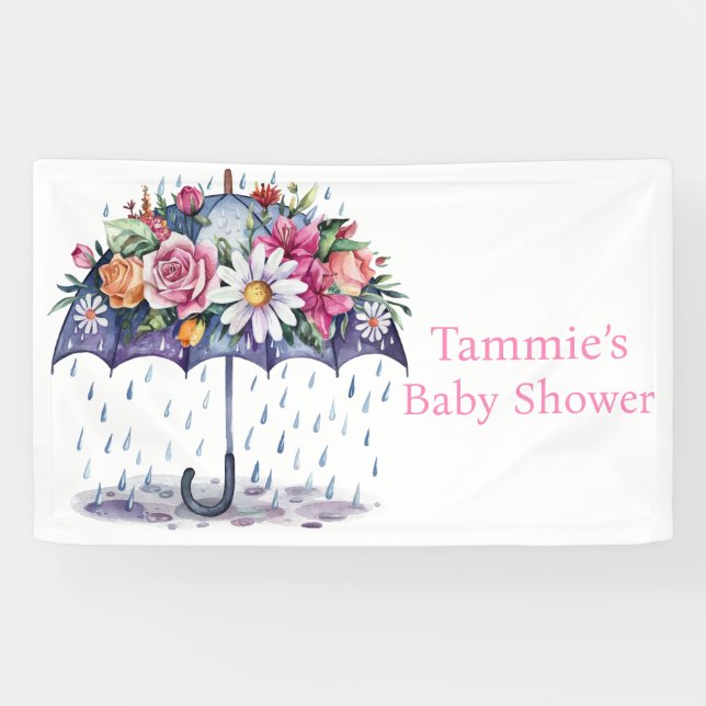 Showered with Flowers Baby Shower Banner (Horizontal)