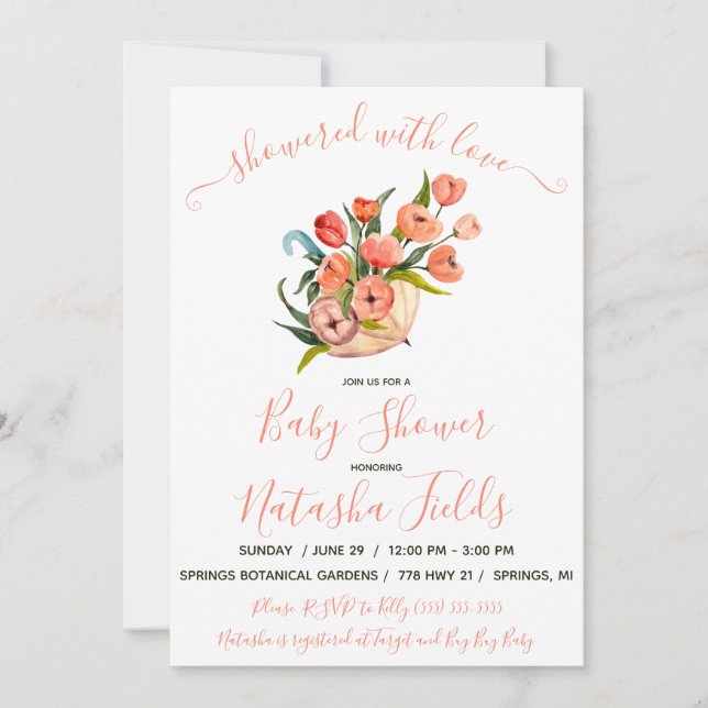 Showered With Love! Umbrella Baby Shower Invitation (Front)