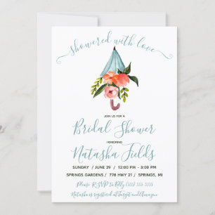 Showered With Love! Umbrella, Spring Bridal Shower Invitation