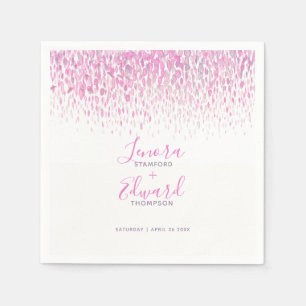 Showering cascade pink purple art wedding napkin