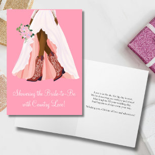 Showering Cowboy Boots African American Bride Card