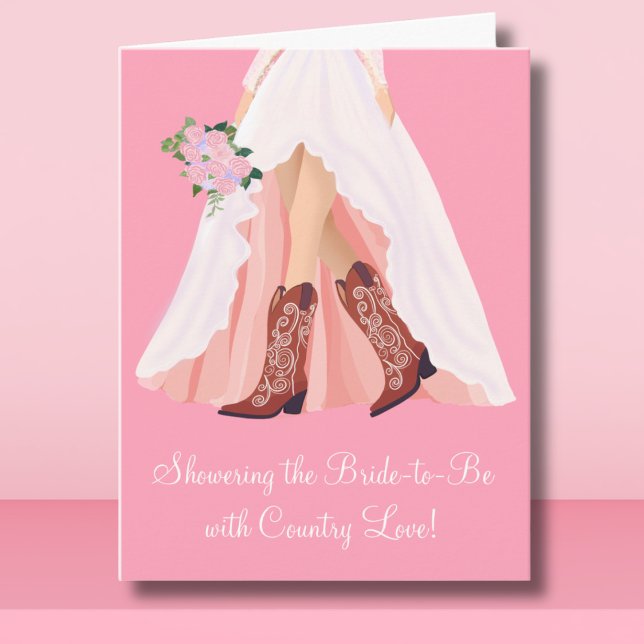 Showering Cowboy Boots & Wedding Dress Bridal  Card (Creator Uploaded)