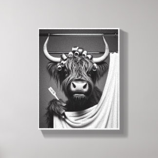 Showering Highland Heifer Canvas Print