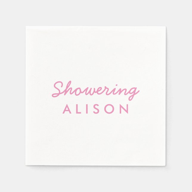 Showering the Mum-To-Be Cocktail Napkins Pink (Front)