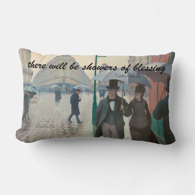 Showers Of Blessing, Rainy Day Lumbar Pillow (Front)