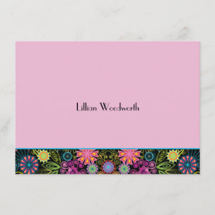 Showers of Brightness Pink Personalised Notecard