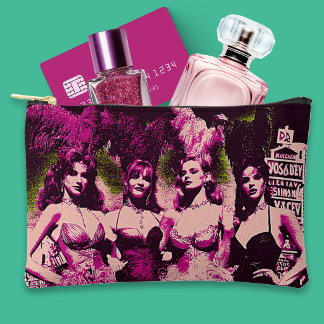 Showgirl Baddies Pink and Green Risograph  Accessory Pouch