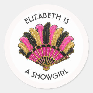 Showgirl Personalised Las Vegas Bachelorette Classic Round Sticker